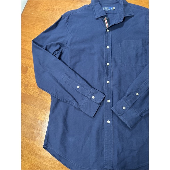 Polo Ralph Lauren Spell Out Shirt Men's Size Medium Blue Long Sleeve - Picture 7 of 14